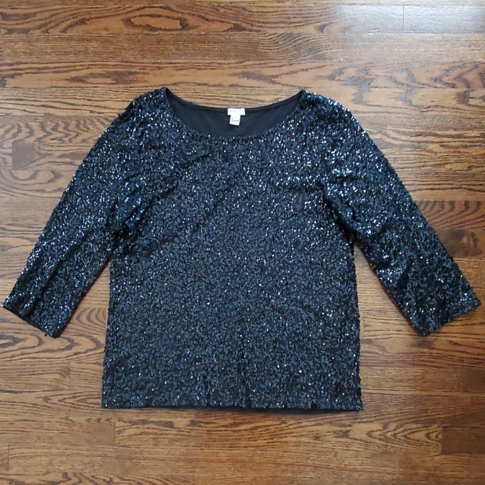 J. Crew Black Sequin Sweater